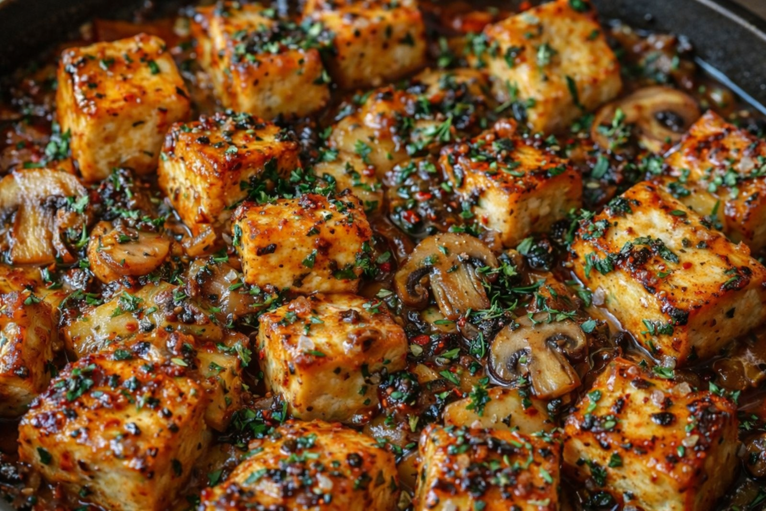 Baked Tofu with Mushrooms