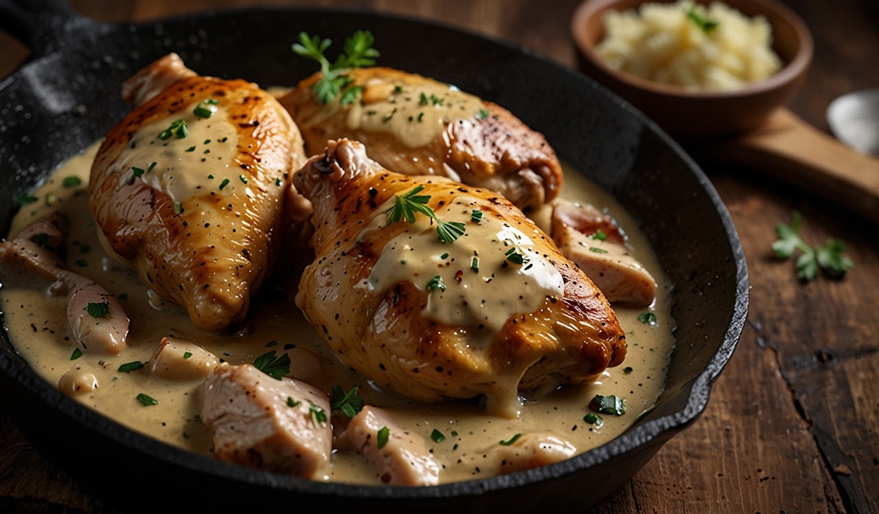 Irish Chicken in Whiskey Cream Sauce