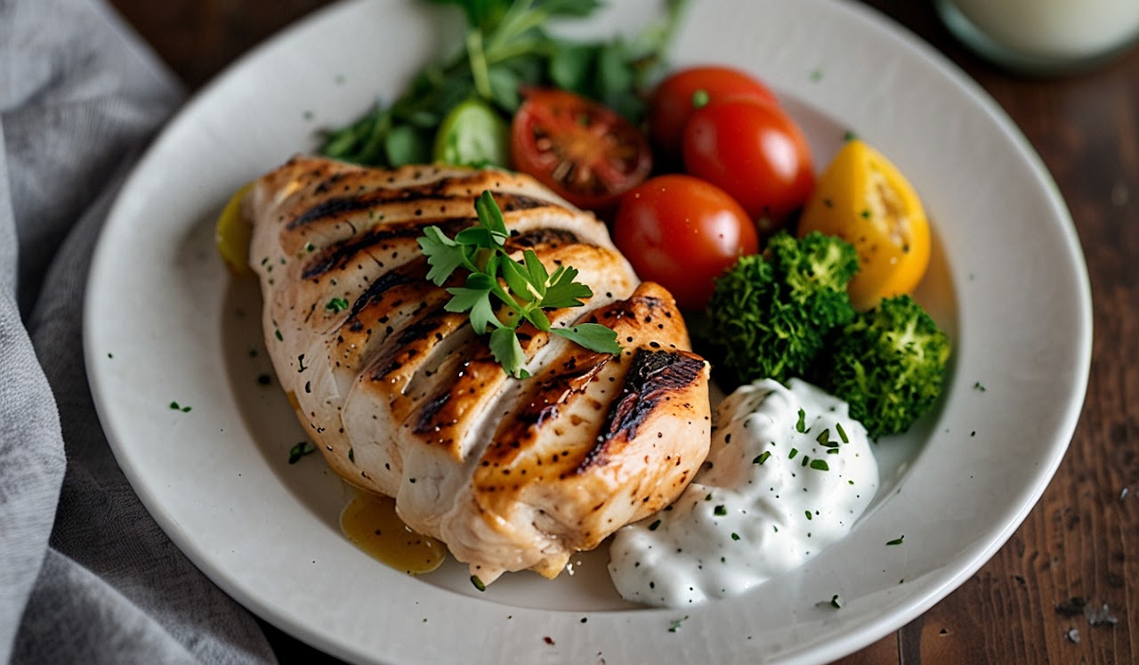 Lemon Herb Grilled Chicken with Garlic Yogurt Sauce