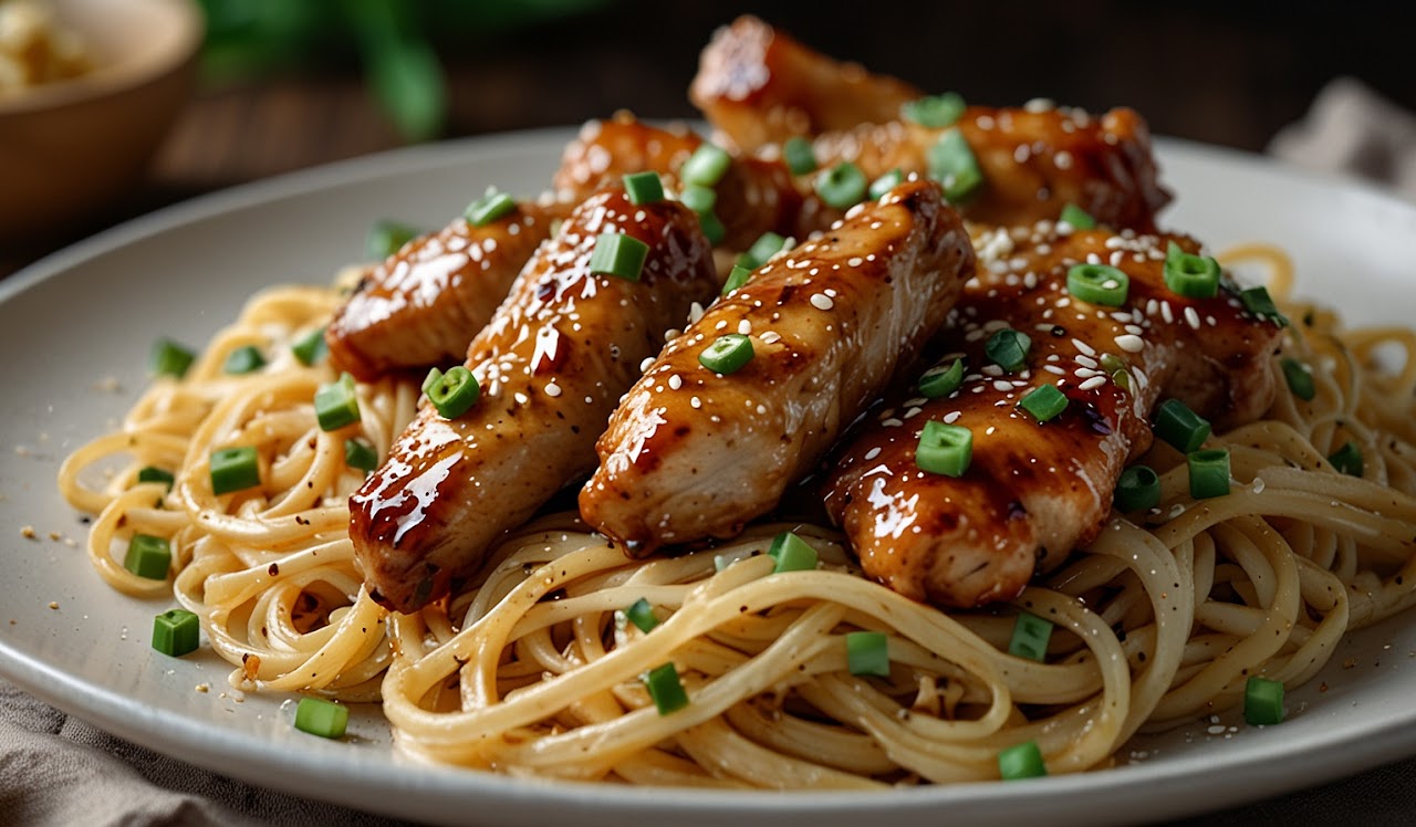 One Pot Honey Garlic Chicken and Noodles