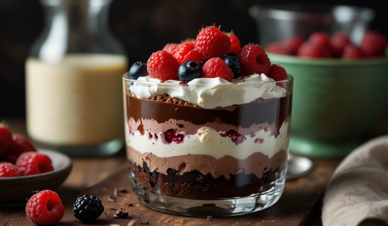 Raspberry Fudge Brownie Trifle