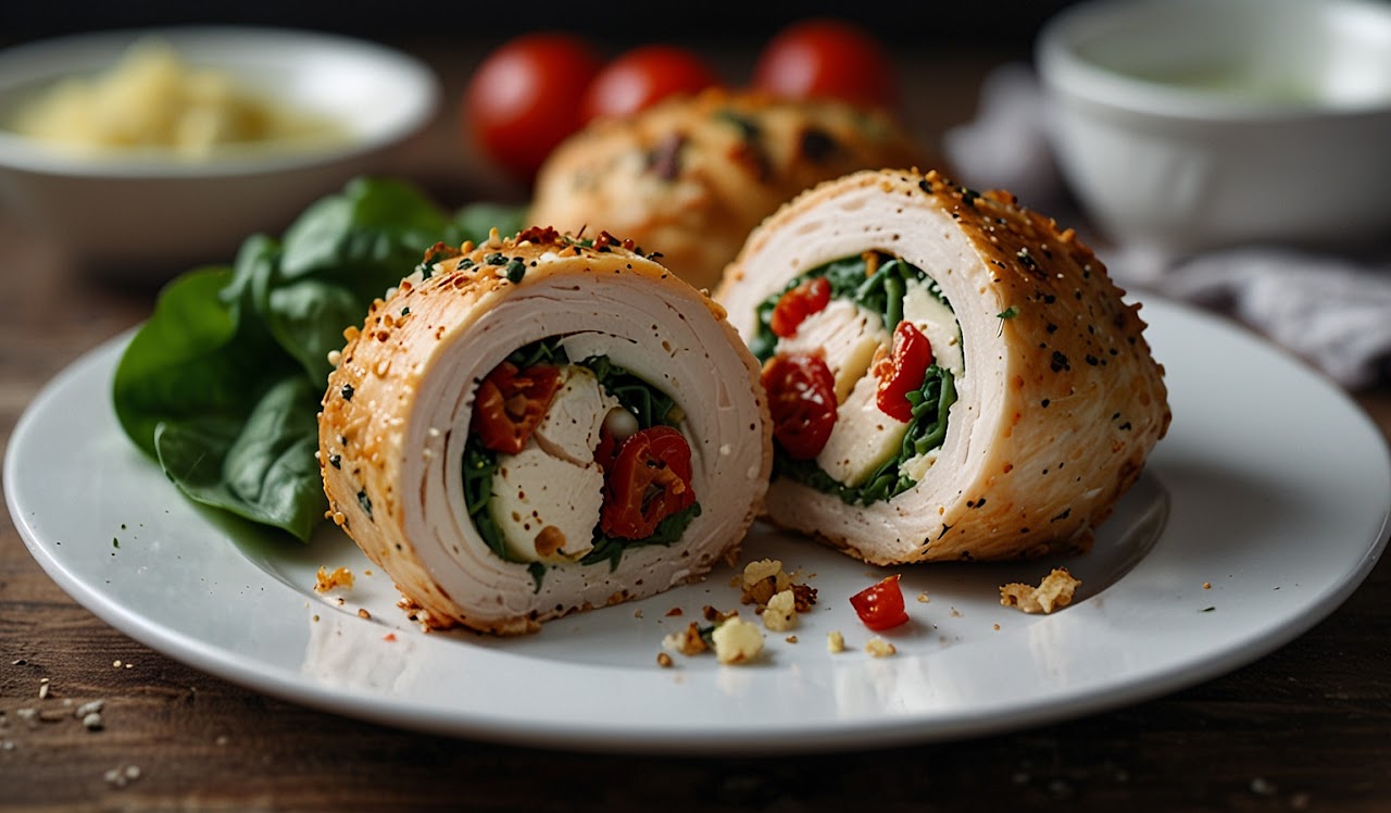 Rolled-Up Chicken with Feta, Spinach & Dried Tomatoes