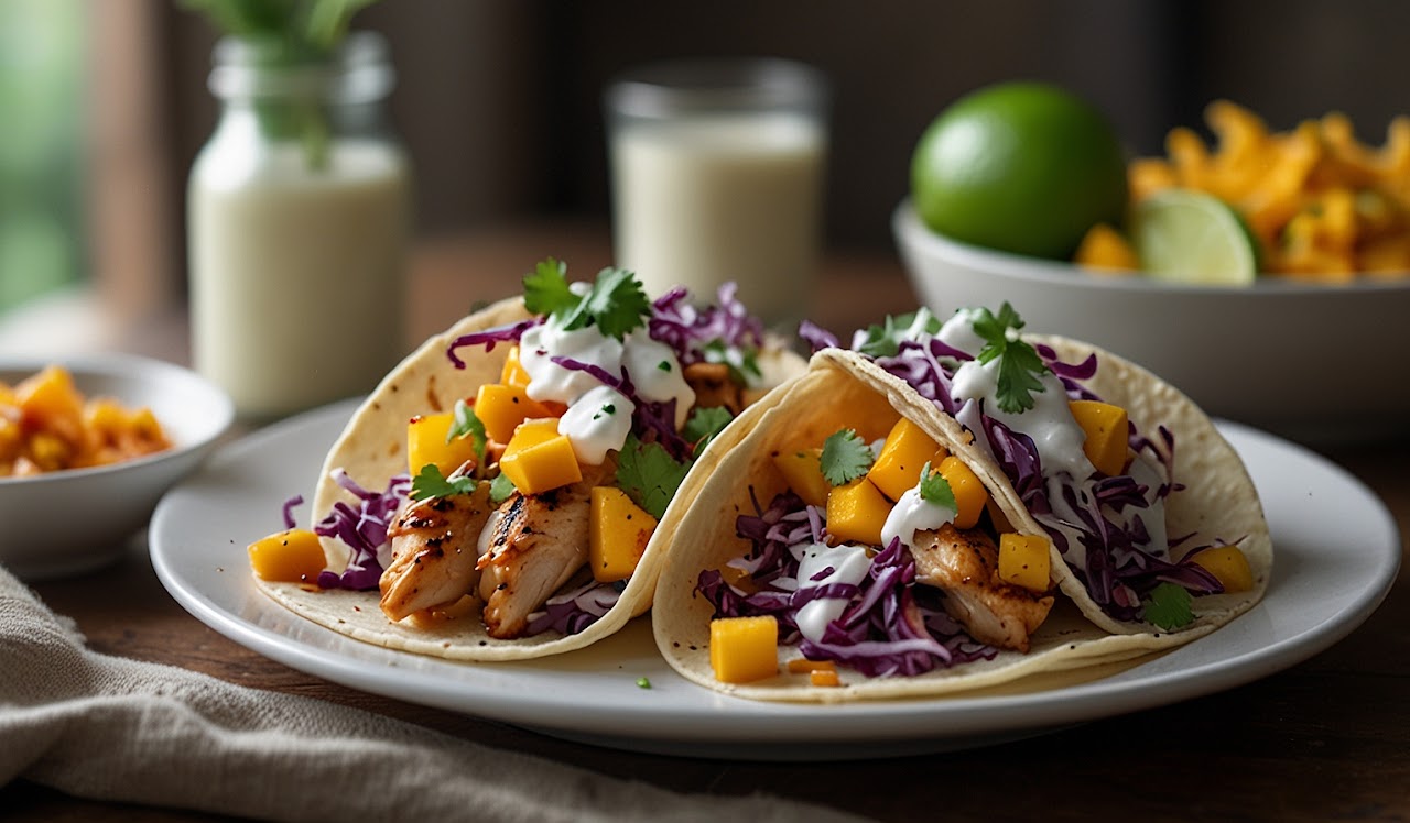 Sweet Chili Mango Chicken Tacos