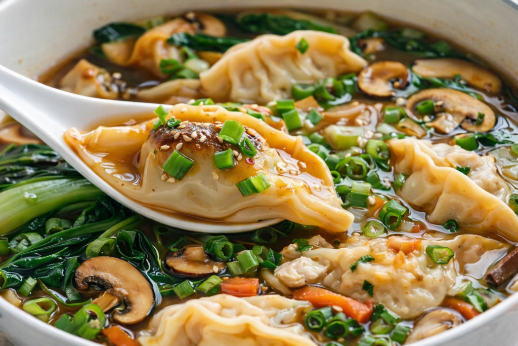 Potsticker Soup with Mushrooms And Bok Choy