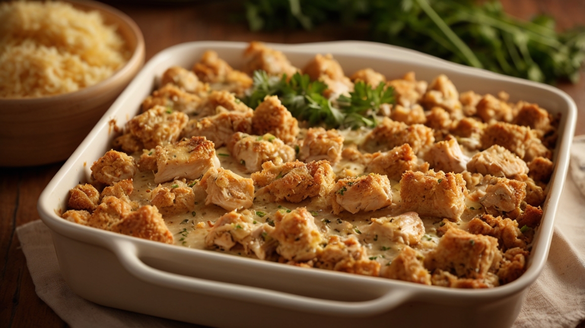 Easy Chicken And Stuffing Casserole Bake Recipe