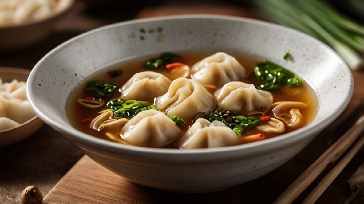 Potsticker Soup with Mushrooms And Bok Choy