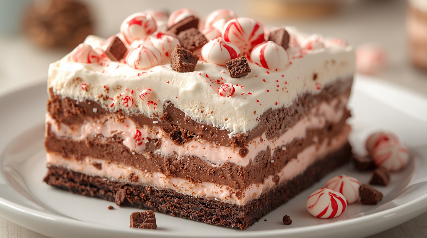 No-Bake Chocolate Peppermint Lasagna