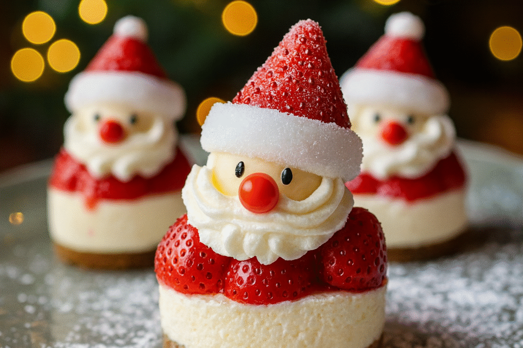 No-Bake Mini Santa Cheesecakes