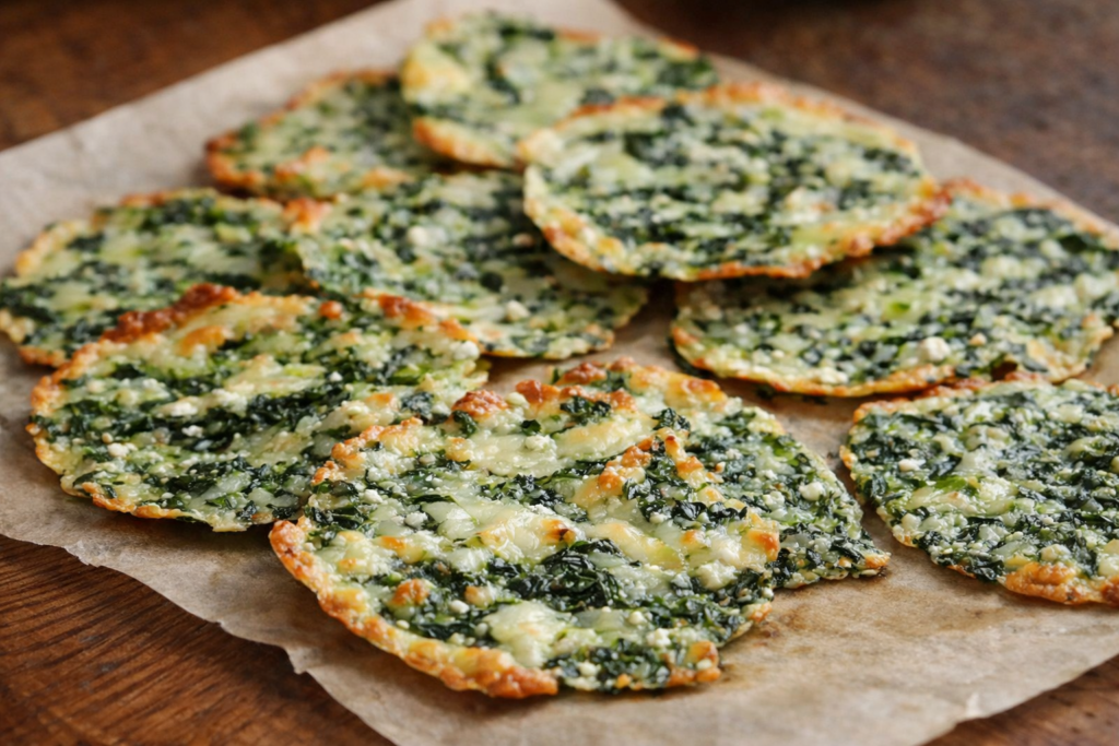 Mediterranean Spinach and Feta Cheese Crisps