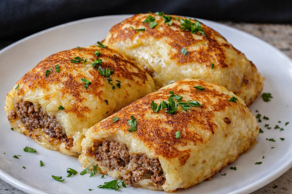 Mashed Potato Pancakes with Meat Filling