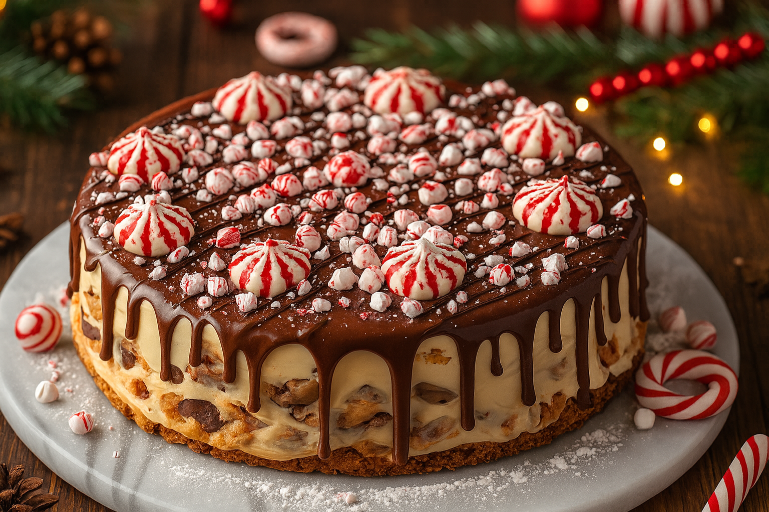 Peppermint Bark Cookie Cake