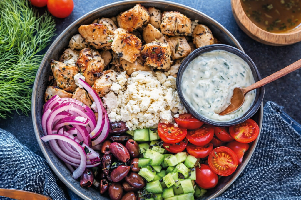 Greek Chicken Salad Bowls